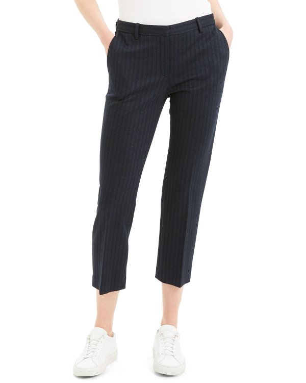 Striped Tailored Cropped Trousers