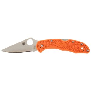 Spyderco Delica4 Lightweight FRN Flat Ground Plain Edge Knife, Orange