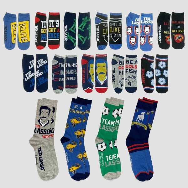 Men&#39;s Ted Lasso 15 Days of Socks Advent Calendar 15pk - 6-12