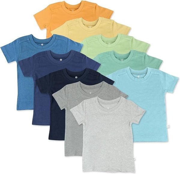 Multipack Short Sleeve T-Shirt Tee 100% Organic Cotton Infant Baby, Toddler, Little Kids Boys, Girls, Unisex