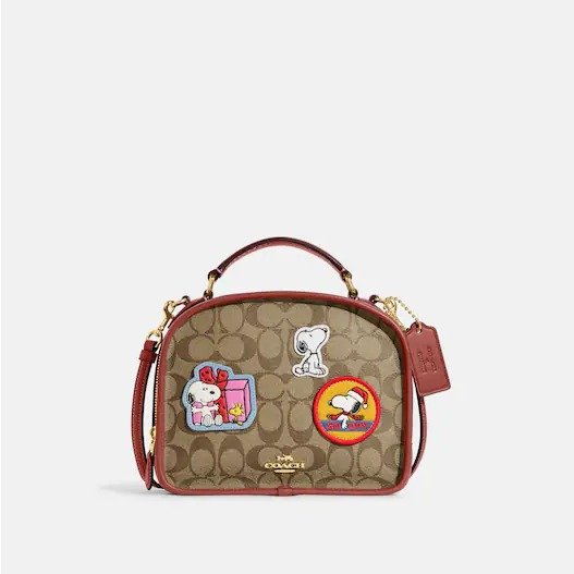 Coach X Peanuts Lunch Pail In Signature Canvas With Patches