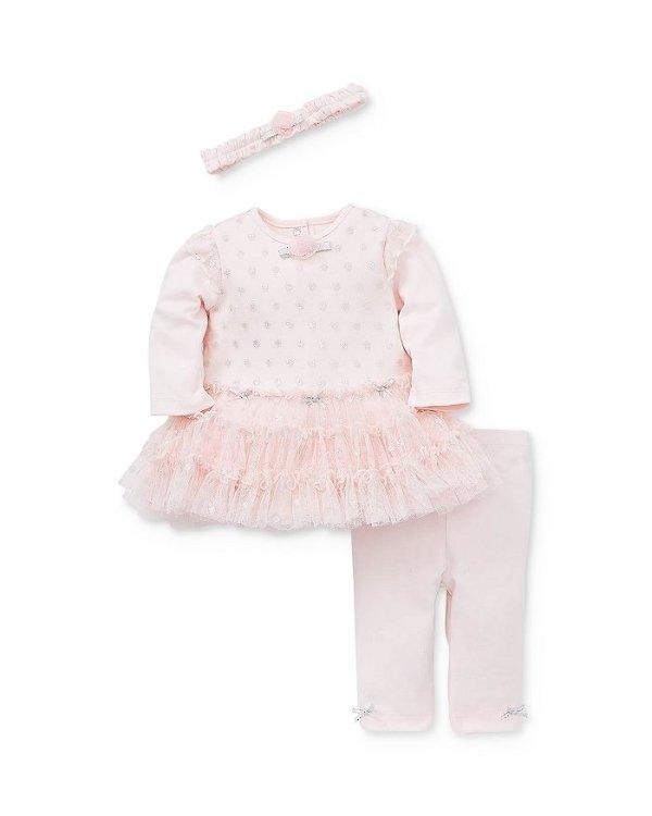 Girls' Polka Dot Dress, Leggings & Headband Set - Baby