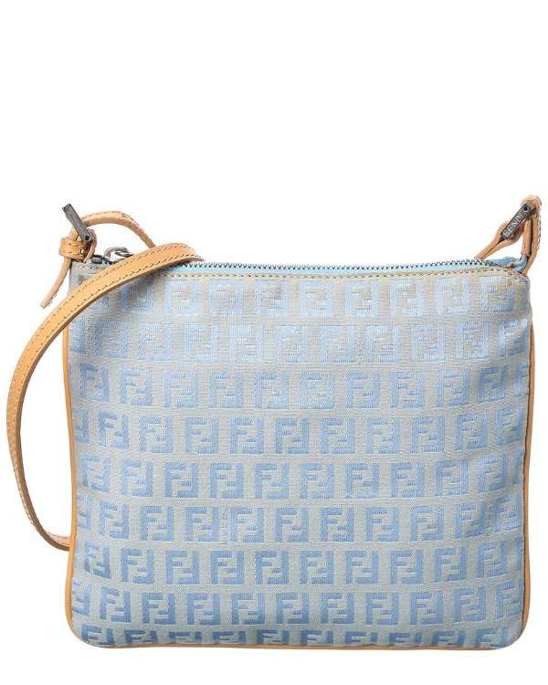 Light Blue Zucchino-Print Canvas Crossbody (Authentic Pre-Owned)