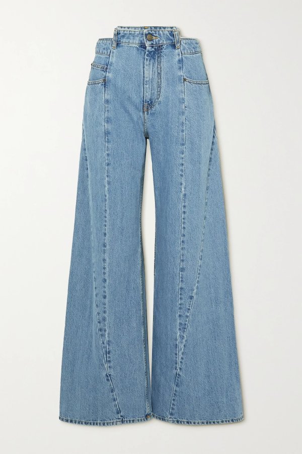 Decortique paneled high-rise wide-leg jeans