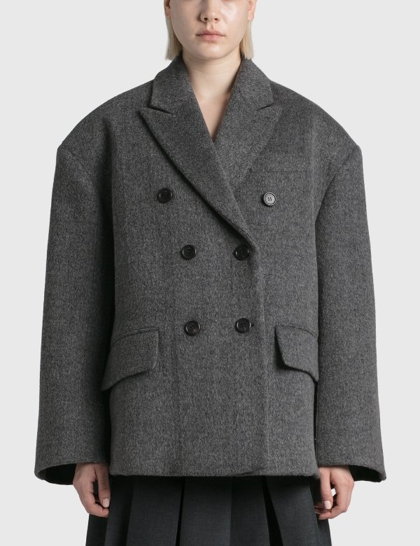 Grey Wool Oversized Cape Jacket