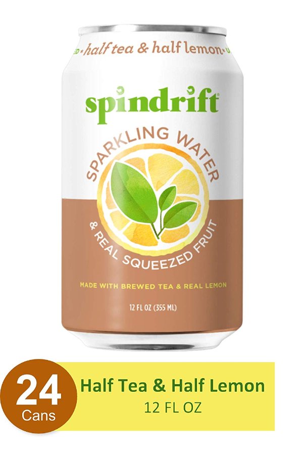 Sparkling Water, Half Tea & Half Lemon Flavored, Made with Real Squeezed Fruit, 12 Fl Oz Cans, Pack of 24 (Only 5 Calories per Seltzer Water Can)