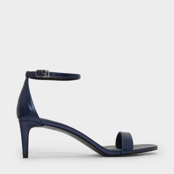 Navy Basic Ankle-Strap Sandals|CHARLES & KEITH