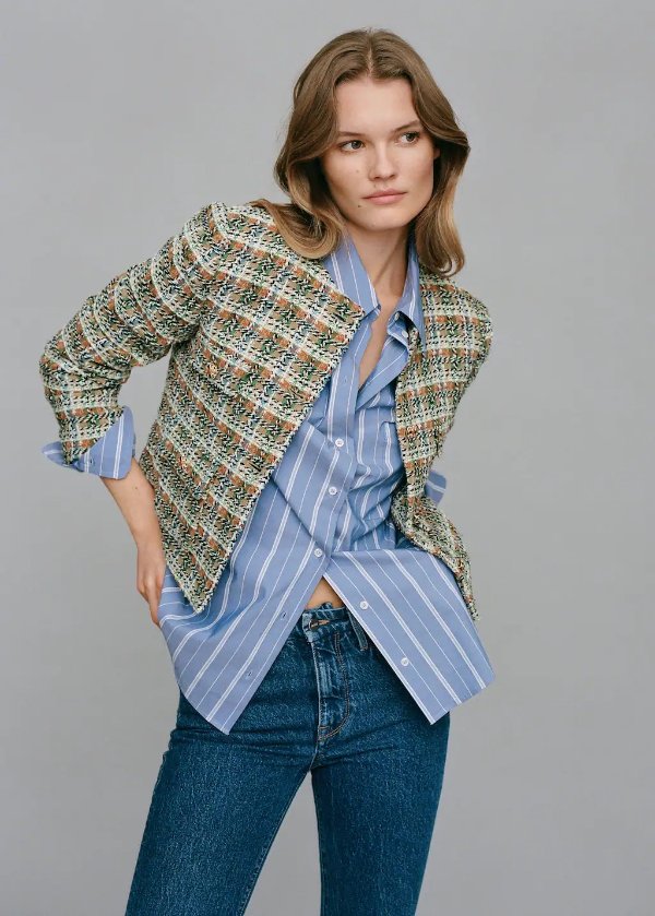 Tweed jacket with jewel buttons - Women | MANGO OUTLET USA