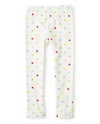 Girls Dot Print Knit Ruffle Leggings - Birthday Boutique