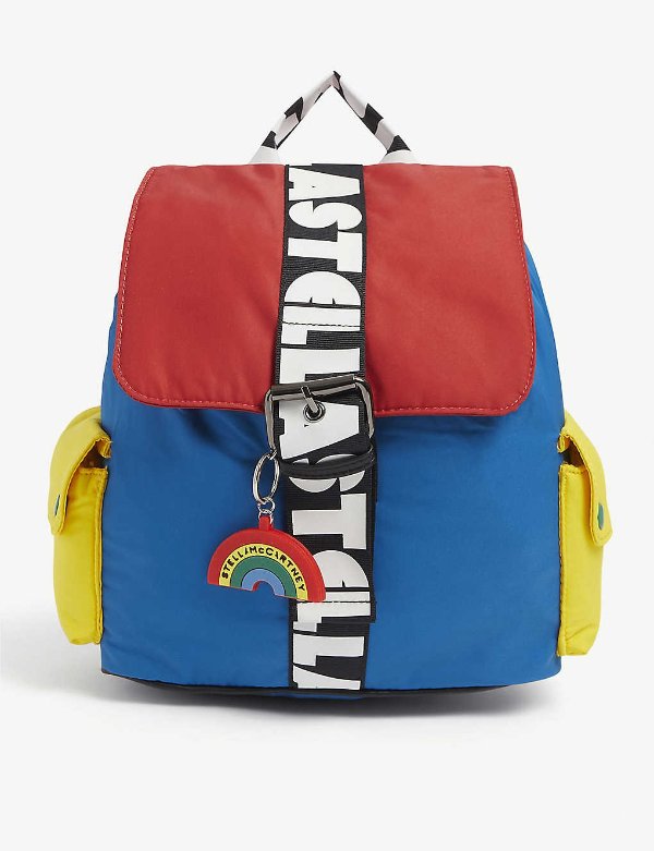 Rainbow-embellished recycled polyester backpack