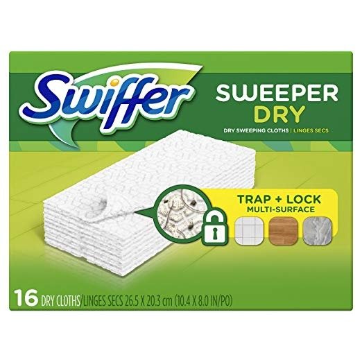 Swiffer Sweeper Dry Mop Pad Refills for Floor Mopping and Cleaning, All Purpose Floor Cleaning Product, Unscented, 16 Count