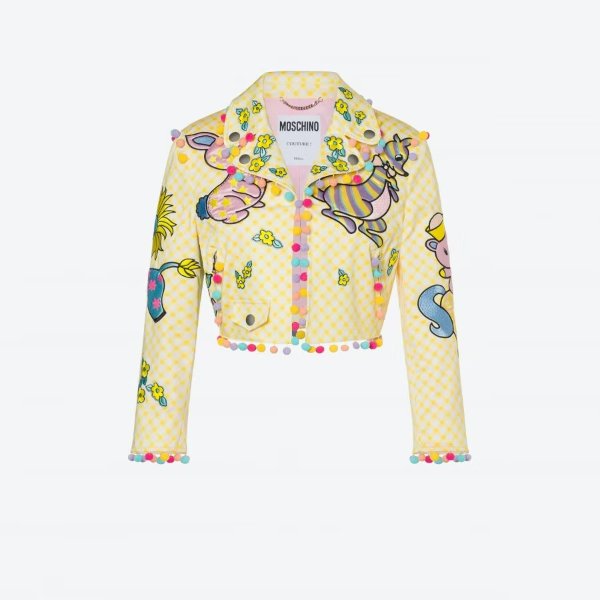 Animal patch Vichy satin jacket - Clothing - Women - Moschino | Moschino Official Online Shop