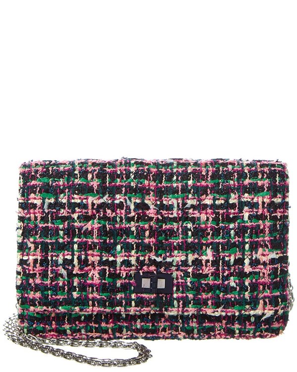 Blue & Green & Multicolor & Pink Tweed Reissue 2.55 Wallet on Chain (Authentic Pre-Owned)