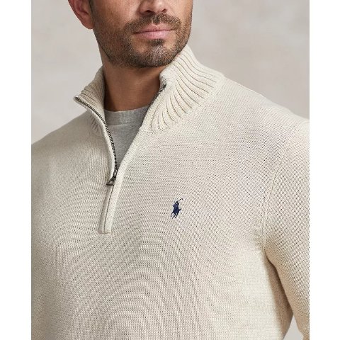 Men's Big & Tall Cotton Quarter-Zip Sweater