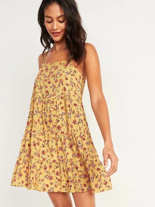 Printed Sleeveless Tiered Swing Dress for Women