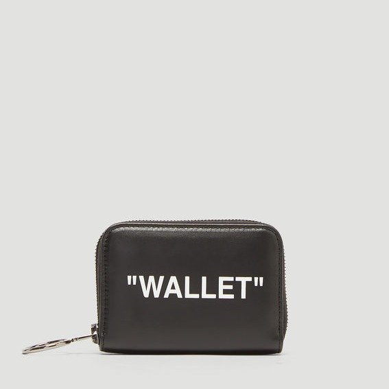 Slogan Zip-Around Wallet in Black