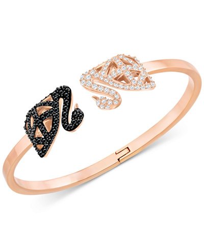 Gold-Tone Pavé Swan Hinged Cuff Bracelet