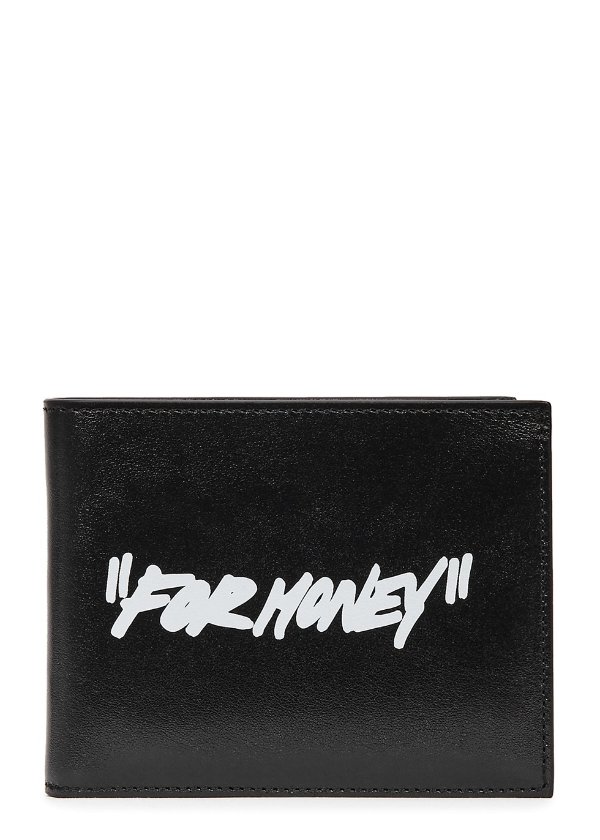 Black printed leather wallet