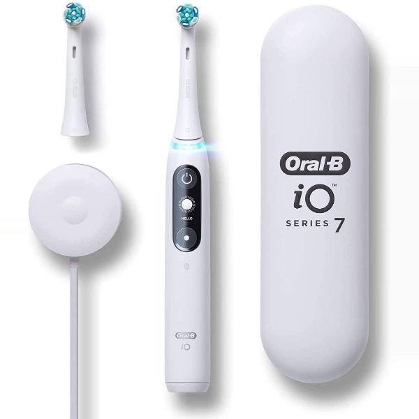 iO Series 7 Electric Toothbrush with 2 Replacement Brush Heads, White Alabaster