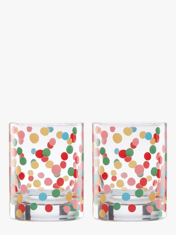 good times it's raining confetti double old fashioned glass set