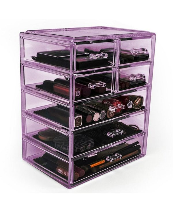 Cosmetic Makeup and Jewelry Storage Case Display - 3 Large 4 Small Drawers