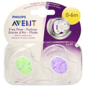 Philips Avent BPA Free Contemporary Freeflow Pacifier  0-6 Months 2 Count