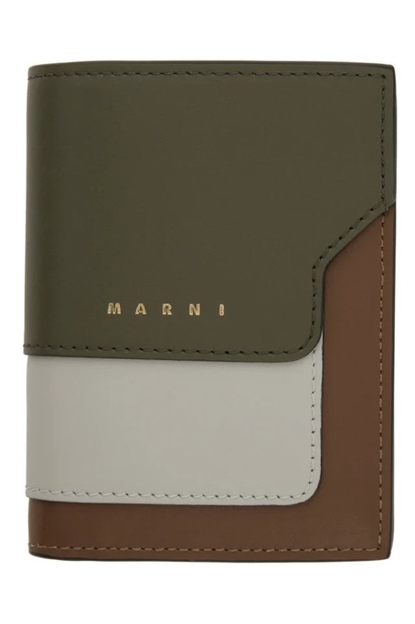 Green & Brown Leather Bifold Wallet