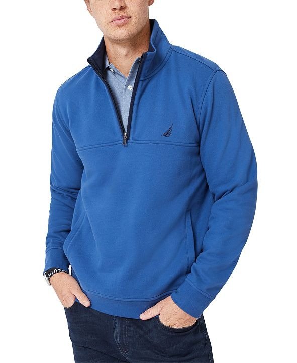Men's Solid Quarter Zip Fleece Pullover