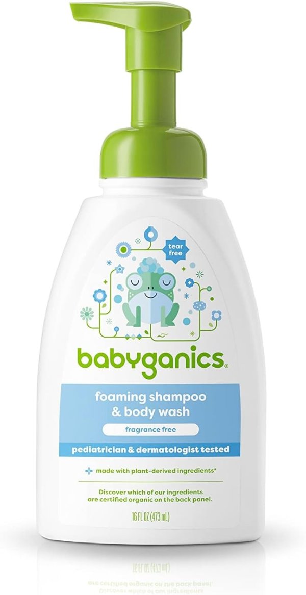 Baby Shampoo + Body Wash Pump Bottle, Fragrance Free, Non-Allergenic and Tear-Free, 16 Fl Oz, Packaging May Vary