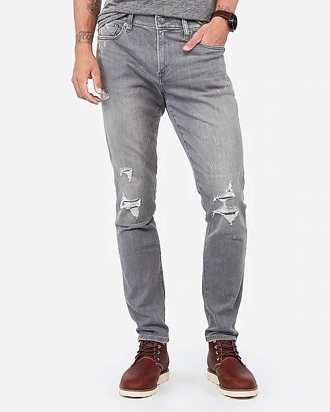 Skinny Gray Ripped Stretch+ Jeans