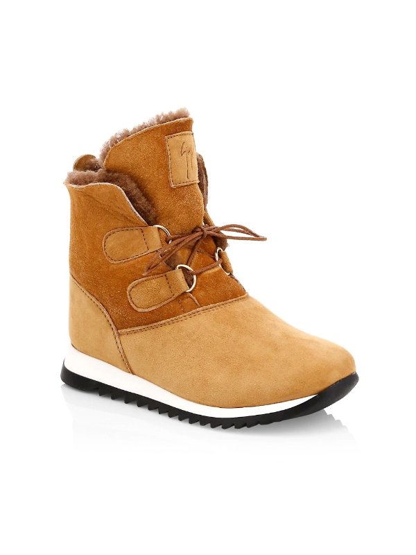 Baby's & Little Boy's Sunrise Suede Shearling-Lined Boots