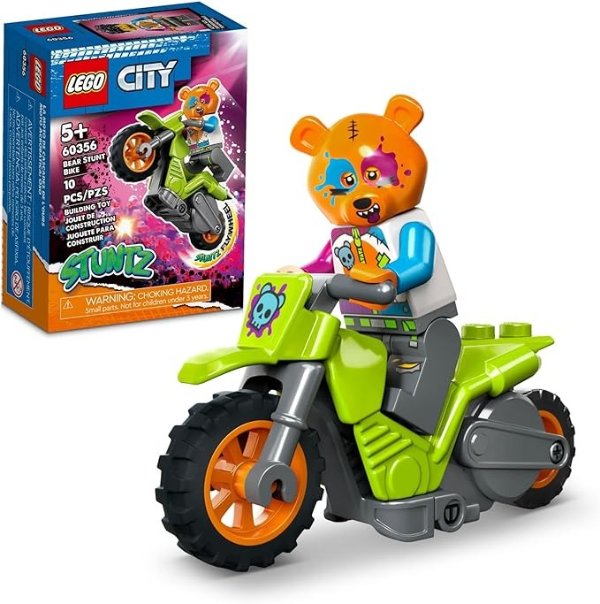 City Bear Stunt Bike 60356 Building Toy Set for Kids, Boys, and Girls Ages 5+ (10 Pieces)