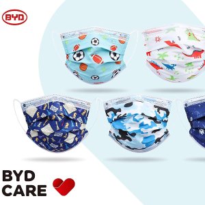 Single Use Disposable Small Size Blue Box Cartoon Pattern Mask for Children Kids