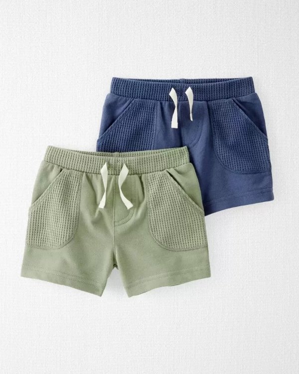 Baby 2-Pack Organic Cotton Waffle Knit Shorts