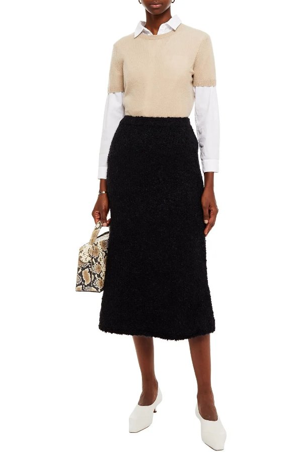 Nevis boucle-knit midi skirt