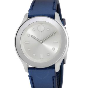 MOVADO Bold Silver Dial Blue Rubber Watch