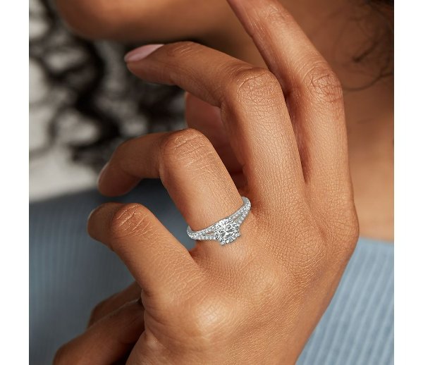 Split Shank Trellis Diamond Engagement Ring in 14k White Gold (1/3 ct. tw.) | Blue Nile