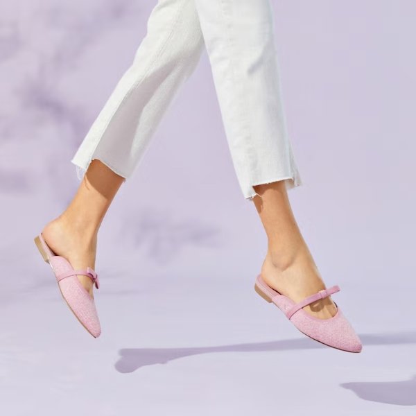 Pointed-Toe Bow Mules