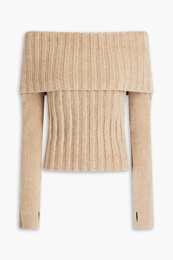 Duci off-the-shoulder ribbed-knit sweater