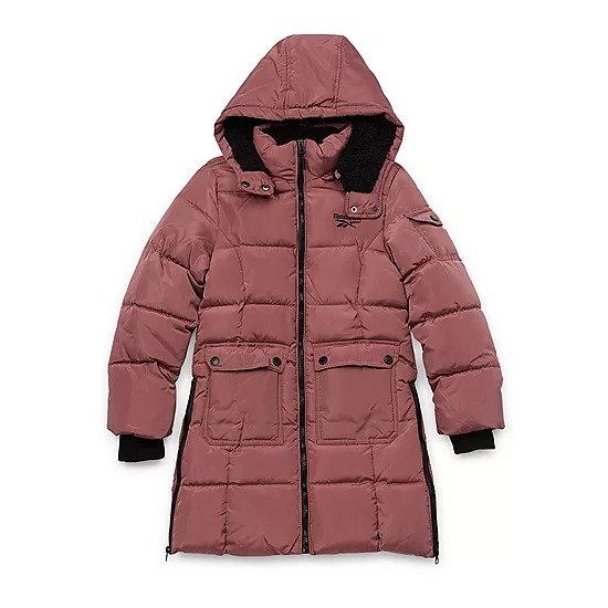 Girls Hooded Water Resistant Removable Hood Heavyweight Puffer Jacket