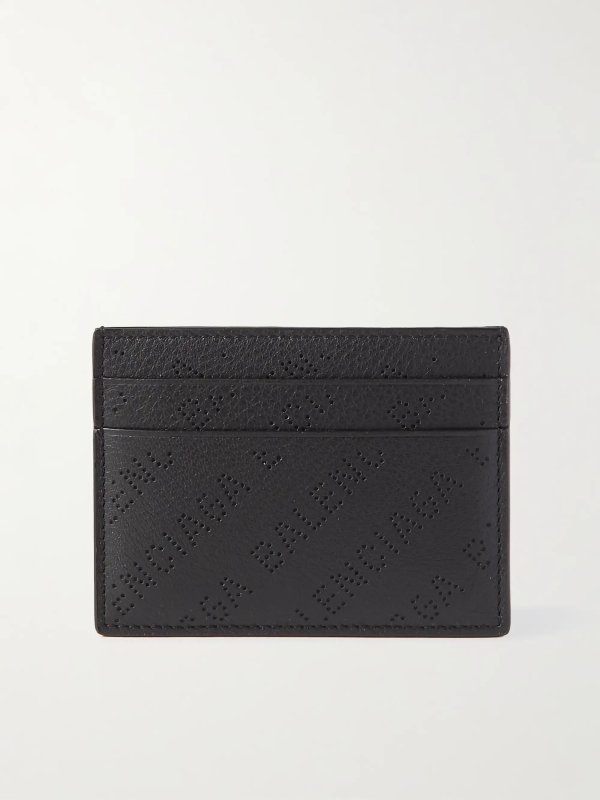Logo-Perforated Leather Cardholder