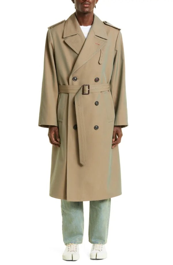 Men's Doubled Breasted Wool Trench Coat