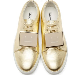 Acne Studios  Gold Leather Adriana Sneakers  @ SSENSE
