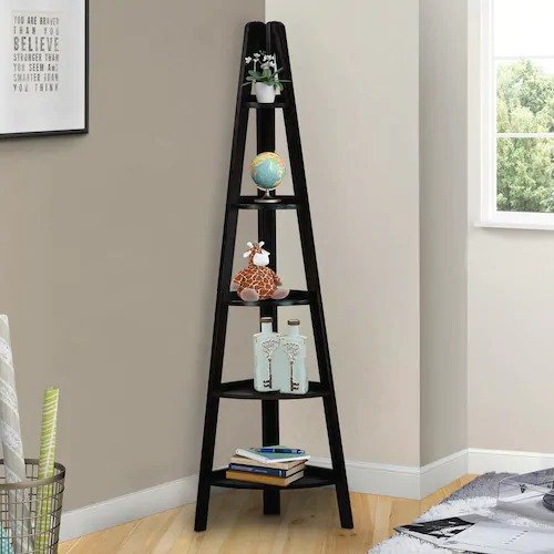 5-Shelf Corner Ladder Bookcase