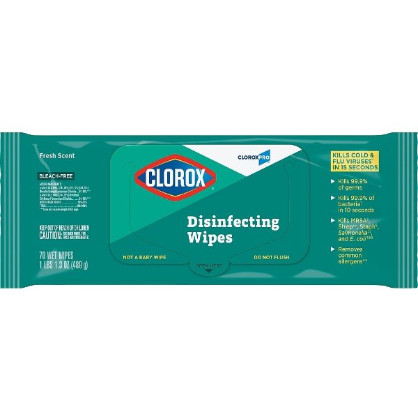 CloroxPro Disinfecting Wipes, Fresh Scent, 70 Wipes/Pack (60034)
