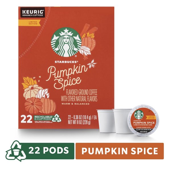 Pumpkin Spice Flavored Single-Cup Coffee for Keurig Brewers, Box of 22 K-Cup Pods