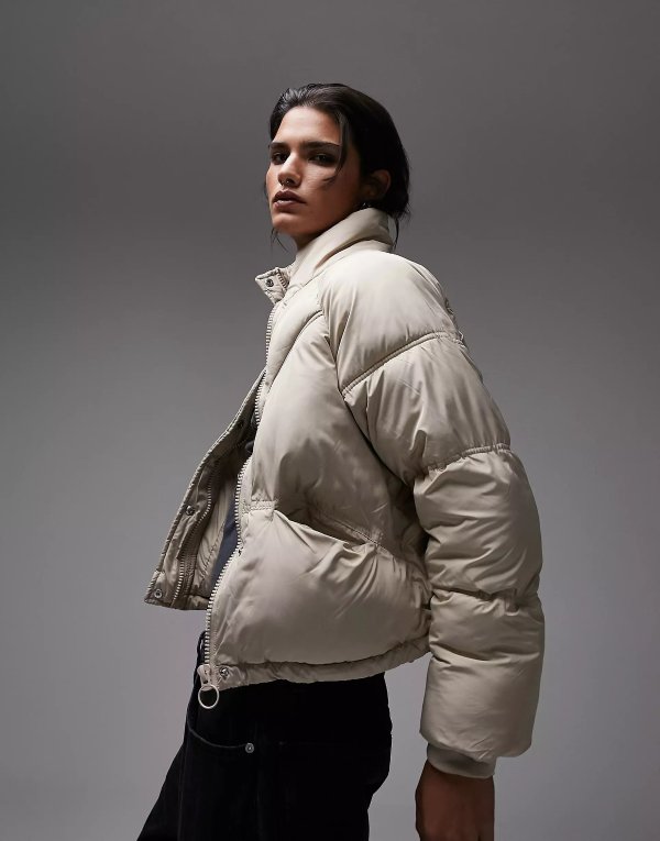 padded puffer jacket in cream