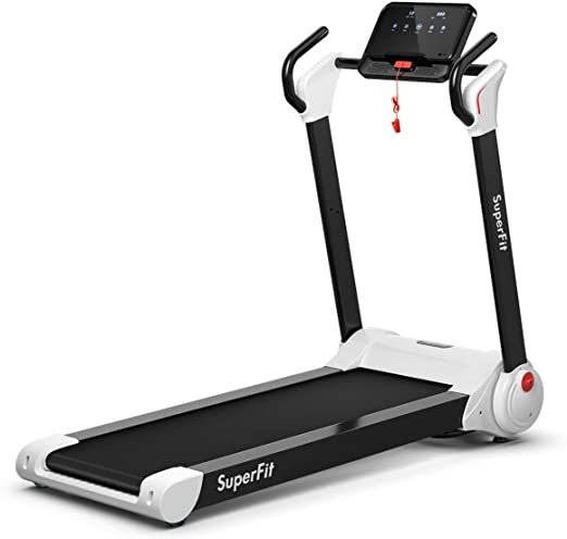 Folding Treadmill, 2.25HP Electric Motorized Running Walking Machine with LED Touch Screen & Bluetooth Speaker, Portable Cardio Workout Treadmill for Home Gym Office