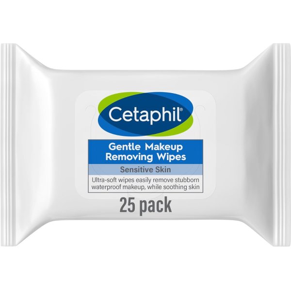 Gentle Makeup Removing Face Wipes, 25 Count