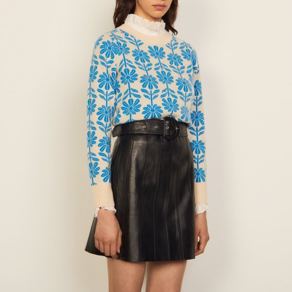 A-line skirt with leather cut-outs
